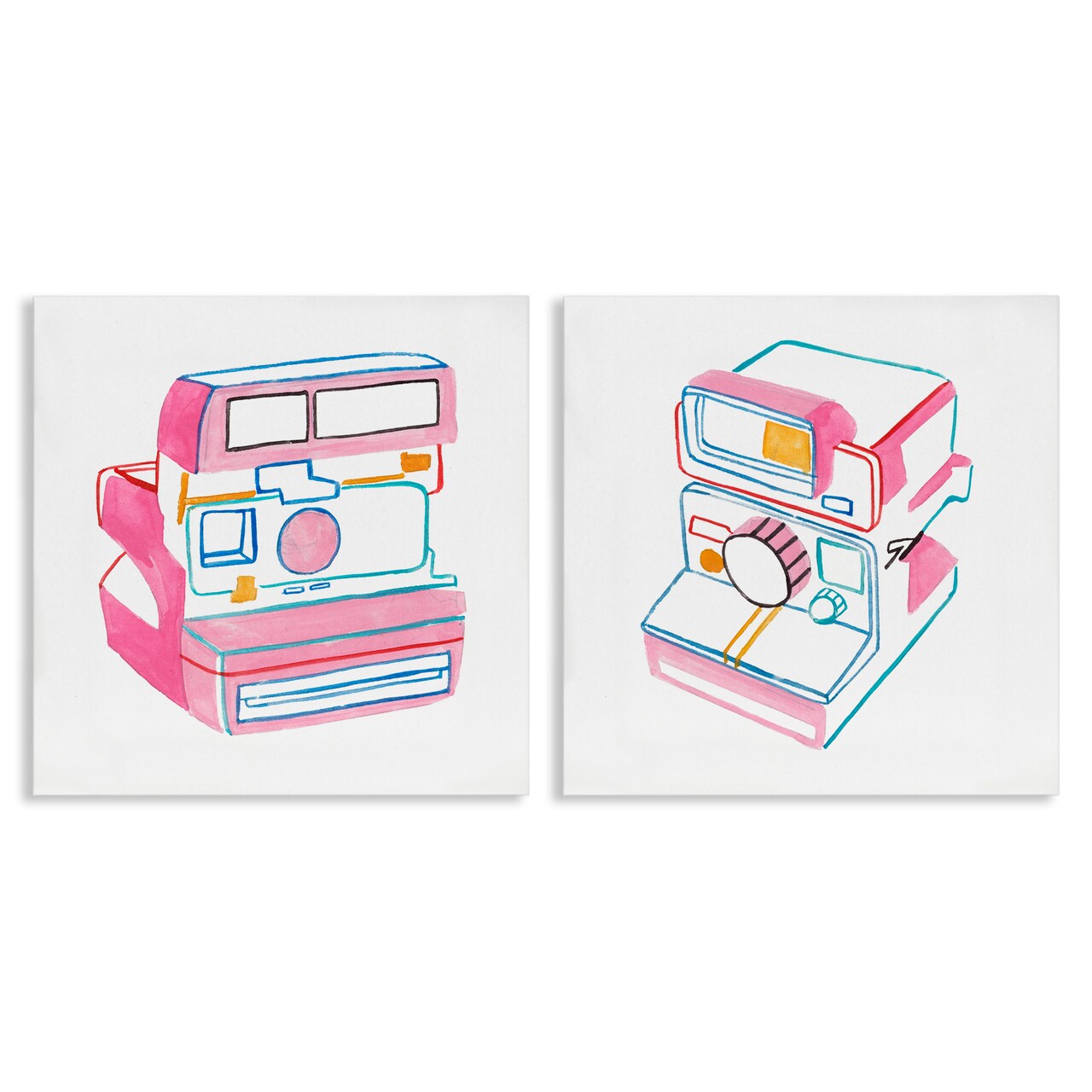 Stupell Industries Hand Drawn Vintage Camera 2 pc Canvas Wall Art Set Design by Melissa Wang